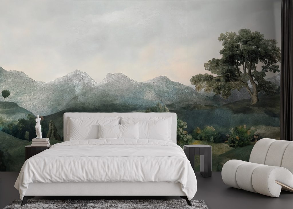 Bedroom Wallpaper South Africa: Complete Design Guide 2026 1 Wallpaper and Wall Murals South Africa Tree Atop a Hill in Oil Mural bohemian mural design - close-up pattern detail