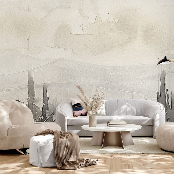 Grisaille style beige countryside mural from Wallpaper Online South Africa.