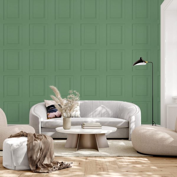 Sage green panelling design wallpaper from Wallpaper Online South Africa