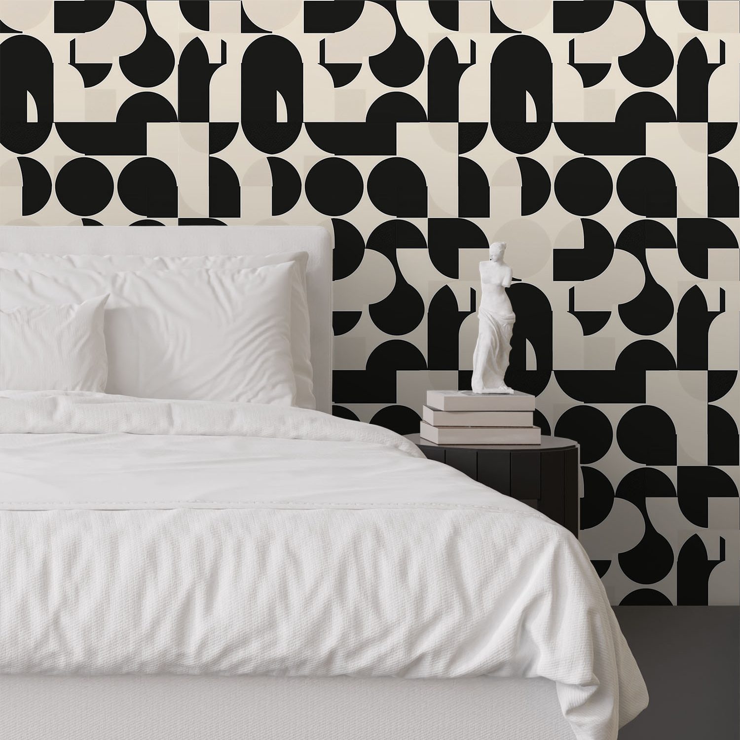 Geometric art deco monochrome wallpaper available exclusively from Wallpaper Online South Africa