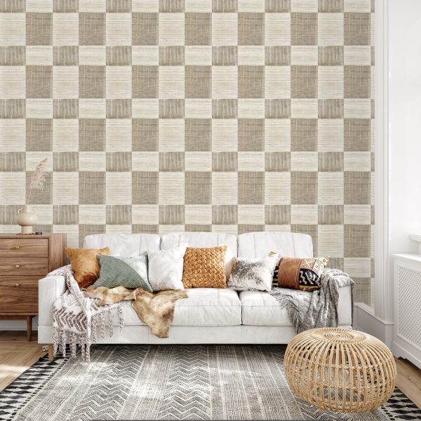 Grasscloth Quilt Wallpaper