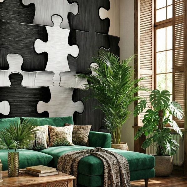 Abstract Jigsaw Mural