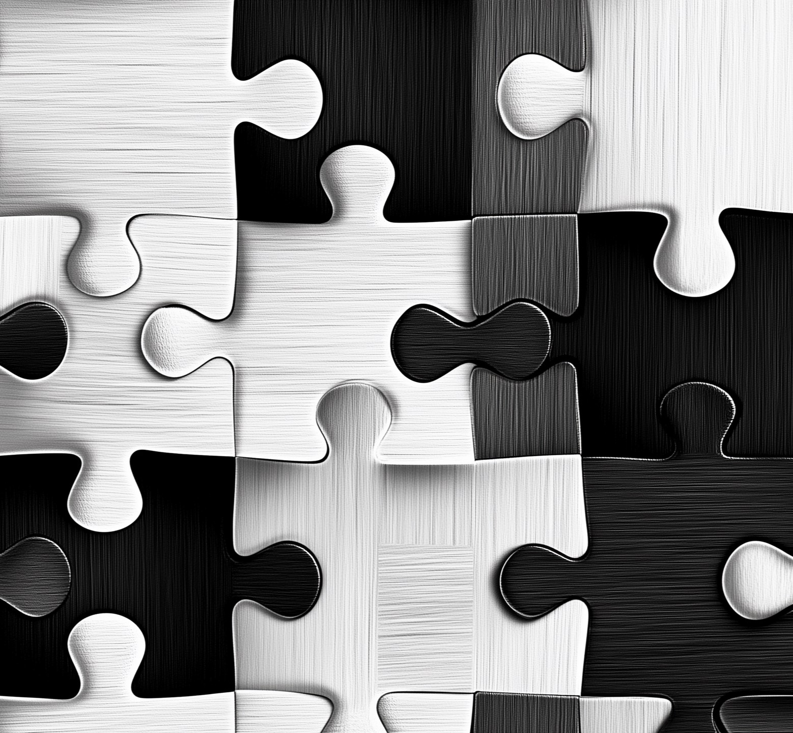 Unity Jigsaw Wallpaper 4 Wallpaper and Wall Murals South Africa Modern living room featuring geometric jigsaw puzzle wallpaper in black, white, and grey with textured finish.