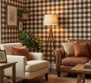 Chocolate Gingham - This sophisticated Chocolate Gingham Wallpaper brings timeless rustic elegance to any space with its