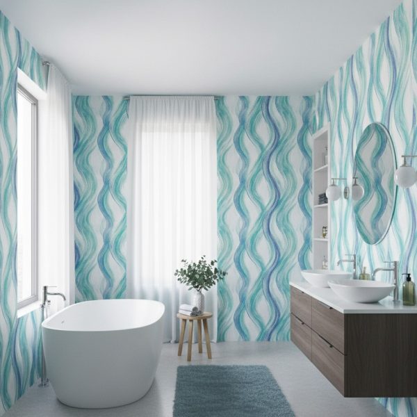 Coastal Tides Linen Wallpaper
