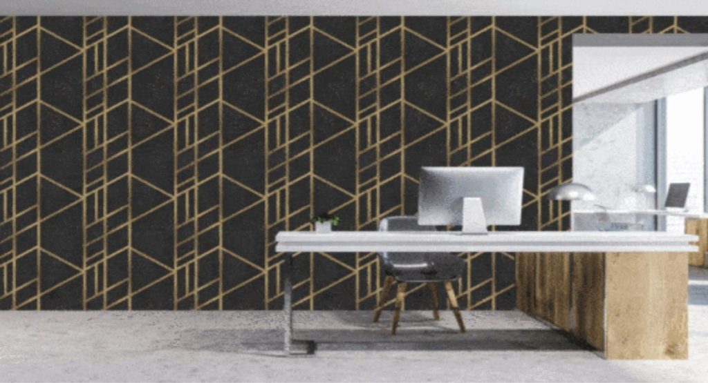 Transform Your Walls with Marble Wallpaper: A Guide to Stone Effect Murals 4 Wallpaper and Wall Murals South Africa Fusain Gold Wallpaper in a modern office