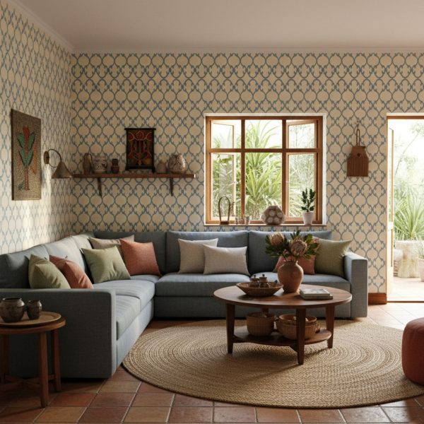 Chambray Ogee Trellis Wallpaper