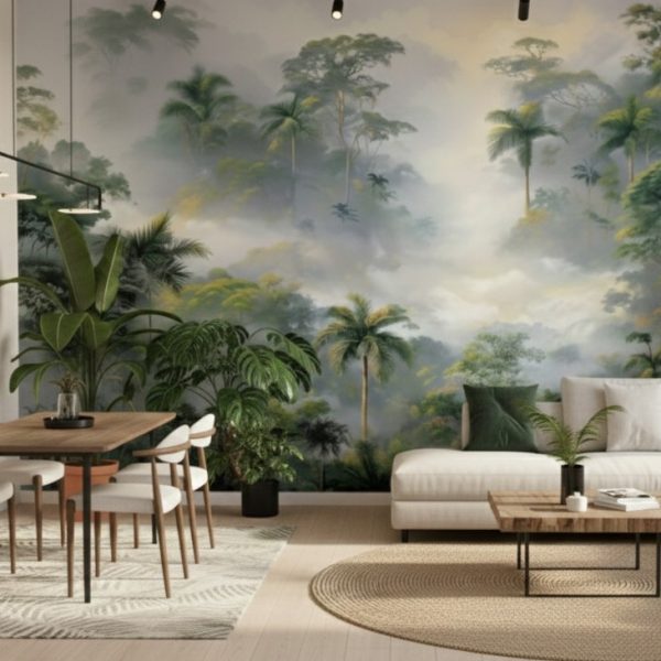 Misty Rainforest Canopy Mural