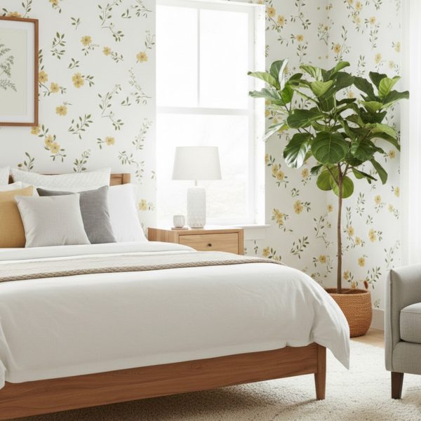 Sunny Buttercup Sprig Wallpaper