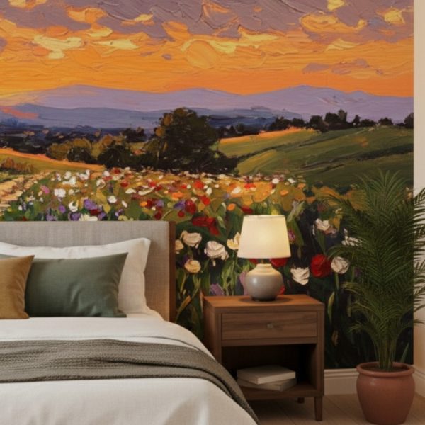 Sunset Wildflower Path Mural