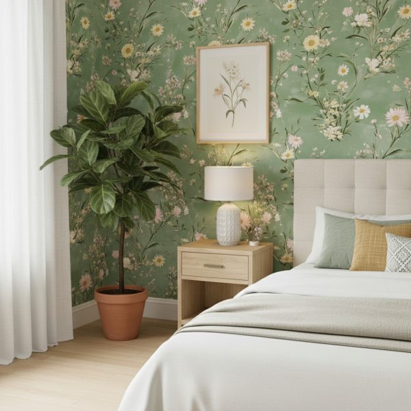 Vintage Sage Meadow Wallpaper