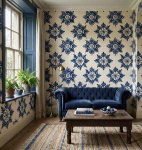 Flower Mandala - This refined wallpaper brings sun-drenched elegance to any space with delicate, hand-sketched palm fronds