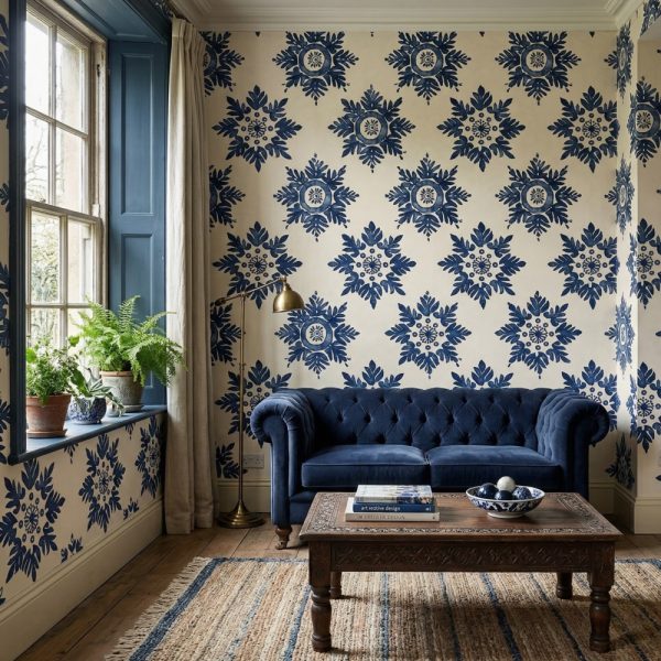 Flower Mandala - This refined wallpaper brings sun-drenched elegance to any space with delicate, hand-sketched palm fronds
