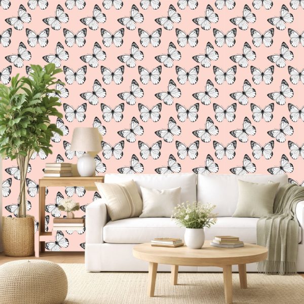 Butterfly Breeze Pink Wallpaper
