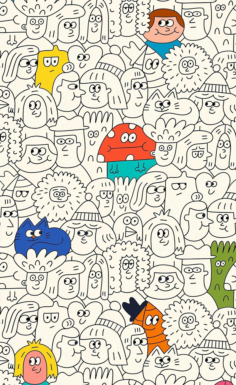 Doodle Crowd Wallpaper 3 Wallpaper and Wall Murals South Africa Doodle Crowd wallpaper styled in a creative modern office with quirky illustrated character wallpaper