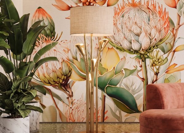 test color filter 1 Wallpaper and Wall Murals South Africa A zoomed-in of Protea Mirage mural highlighting delicate protea florals with airy botanical