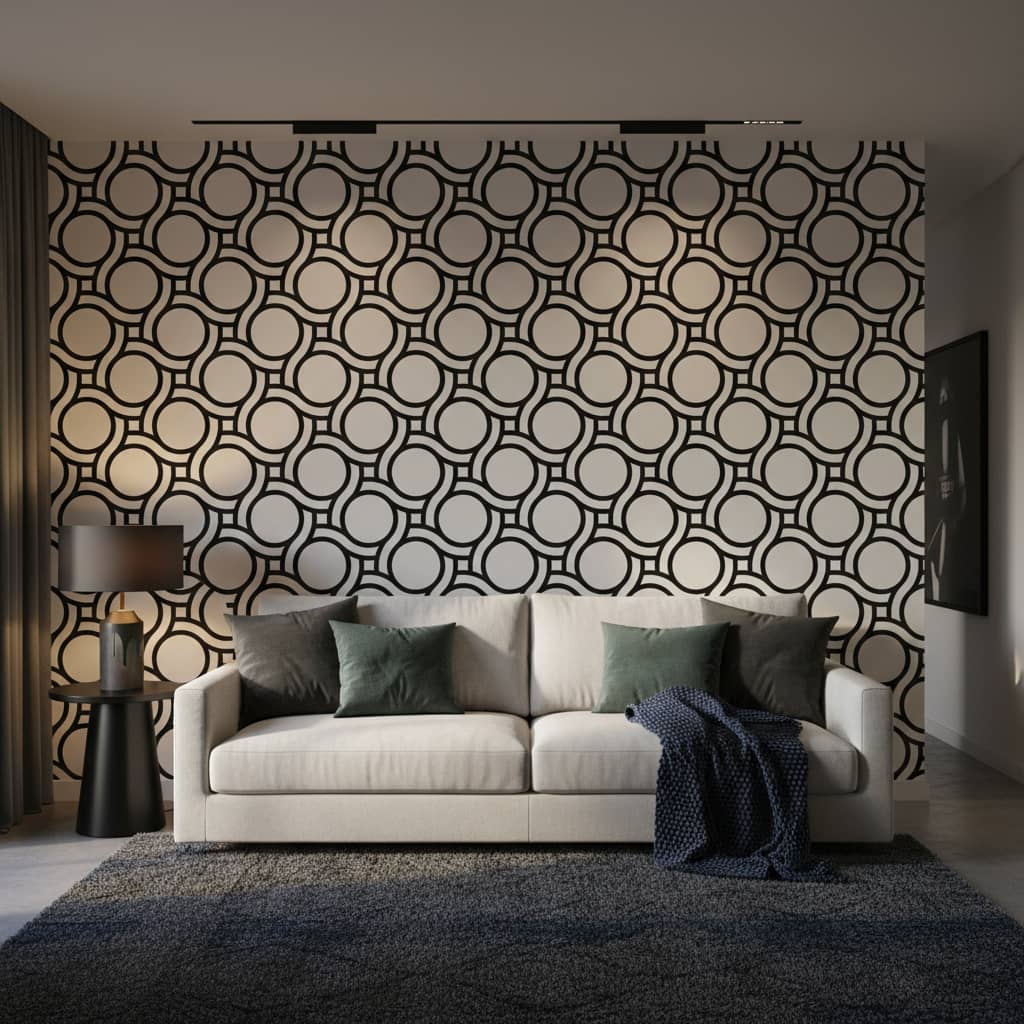 Circular Chain Wallpaper 3 Wallpaper and Wall Murals South Africa Close-up of Circular Chain, a contemporary geometric design printed in South Africa