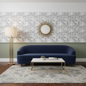 De la Reina damask wallpaper with ornate paisley motifs in black against cream background across a formal dining room — Wallpaper Online South Africa