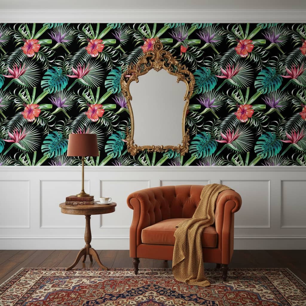 Erythronium Wallpaper 4 Wallpaper and Wall Murals South Africa Erythronium installed - a bold Floral Wallpaper Made in South Africa | Transform Your Space with Botanical Designs wallpaper