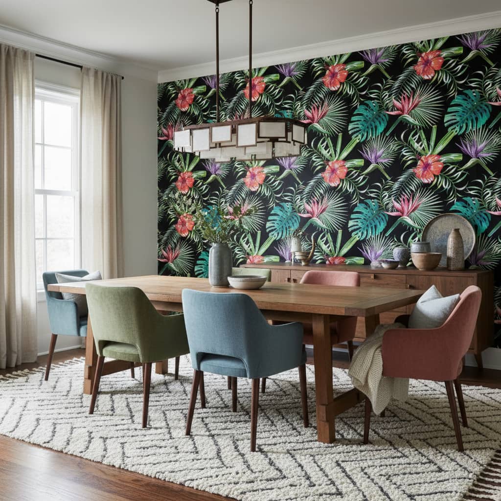 Erythronium Wallpaper 1 Wallpaper and Wall Murals South Africa Erythronium - This vibrant tropical wallpaper bursts with exotic florals and lush palm fronds against a dramatic black
