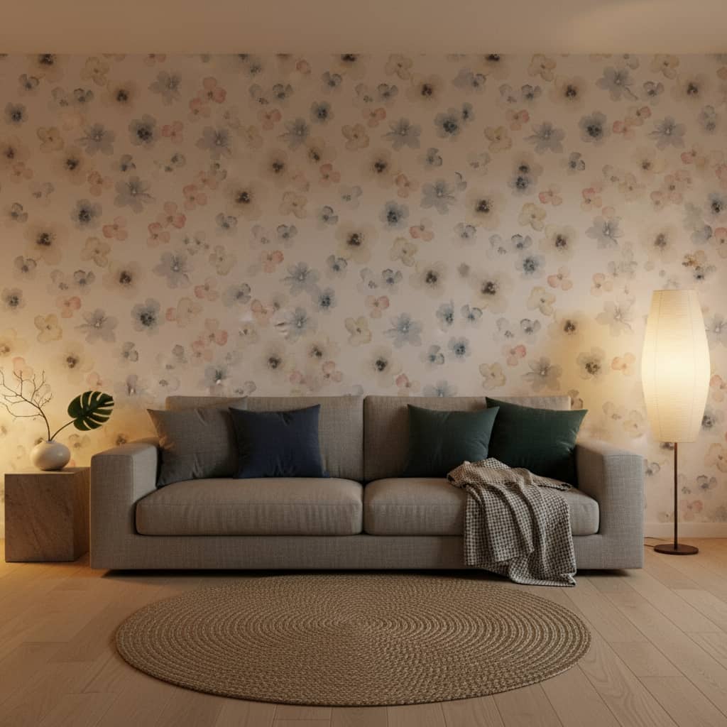 Flower Stamp Wallpaper 3 Wallpaper and Wall Murals South Africa Close-up of Flower Stamp, a contemporary floral design printed in South Africa