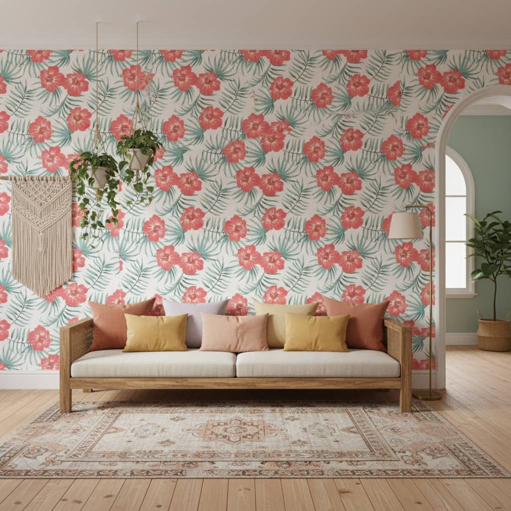 Nicaragua Wallpaper 4 Wallpaper and Wall Murals South Africa Nicaragua installed - a calming Floral Wallpaper Made in South Africa | Transform Your Space with Botanical Designs