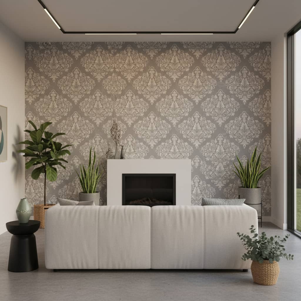 Nouvelle Wallpaper 4 Wallpaper and Wall Murals South Africa Nouvelle installed - a sophisticated Damask & Paisley Wallpapers wallpaper made in South Africa