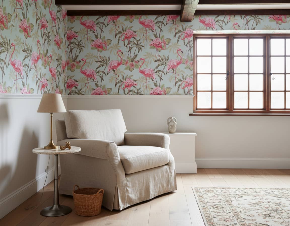 Pink Pirouette Wallpaper 3 Wallpaper and Wall Murals South Africa Close-up of Pink Pirouette, a tropical animal design printed in South Africa