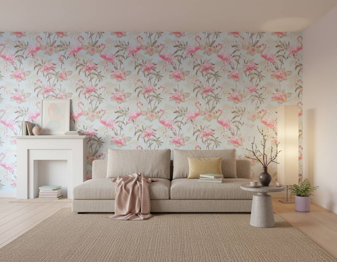 Pink Pirouette Wallpaper 4 Wallpaper and Wall Murals South Africa Pink Pirouette installed - a playful Animal Wallpapers wallpaper made in South Africa