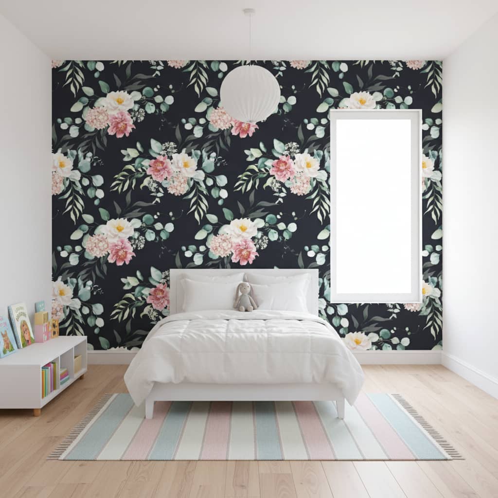 Serendipity Dark Wallpaper 1 Wallpaper and Wall Murals South Africa Serendipity Dark - This elegant Serendipity Dark Wallpaper features a lush arrangement of watercolor peonies, dahlias, and