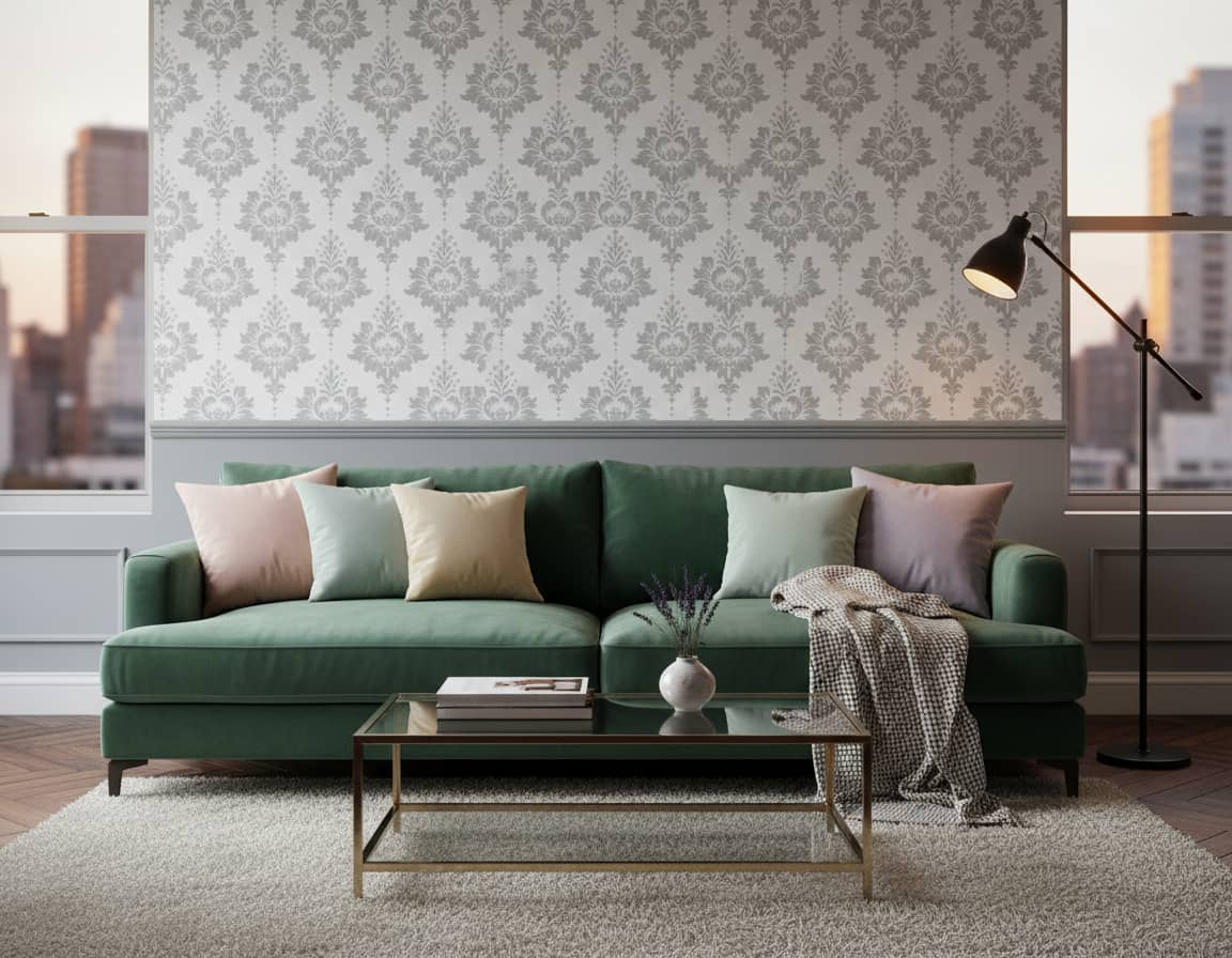 Trevi Vale Wallpaper 4 Wallpaper and Wall Murals South Africa Trevi Vale installed - a sophisticated Damask & Paisley Wallpapers wallpaper made in South Africa
