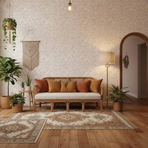 Wishing Wizzle damask wallpaper with grey paisley scrollwork on white background in a formal dining room — Wallpaper Online South Africa