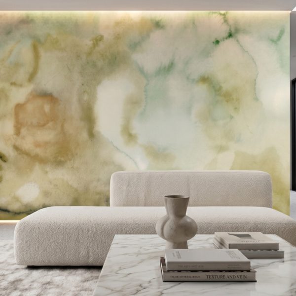 test color filter 7 Wallpaper and Wall Murals South Africa A zoomed-in of Moss Veil Watercolor Mural showcasing earthy green washes and layered abstract movement.