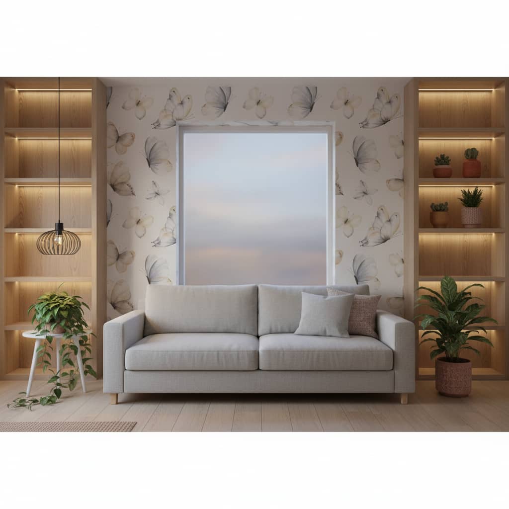 Butterfly Cremé Wallpaper 2 Wallpaper and Wall Murals South Africa Butterfly Cremé - South-African-made peel and stick wallpaper for bedroom and nursery walls