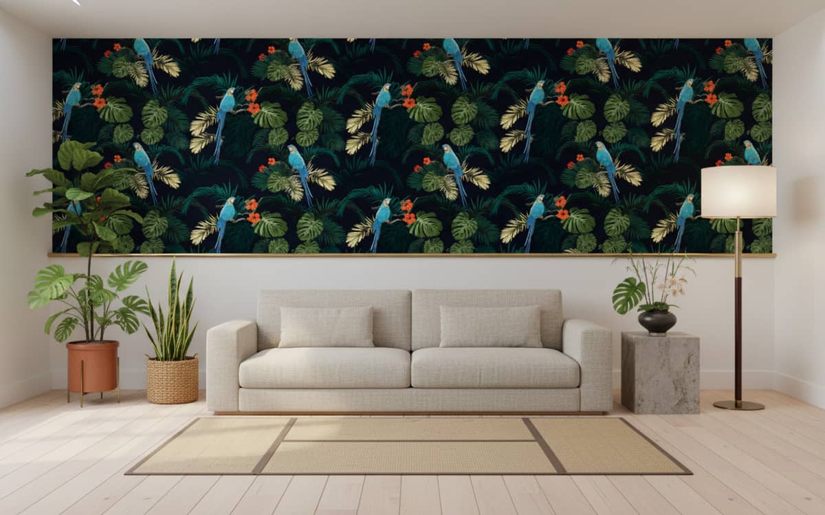 Hibiscus Melody Wallpaper 4 Wallpaper and Wall Murals South Africa Hibiscus Melody installed - a playful Animal Wallpapers wallpaper made in South Africa