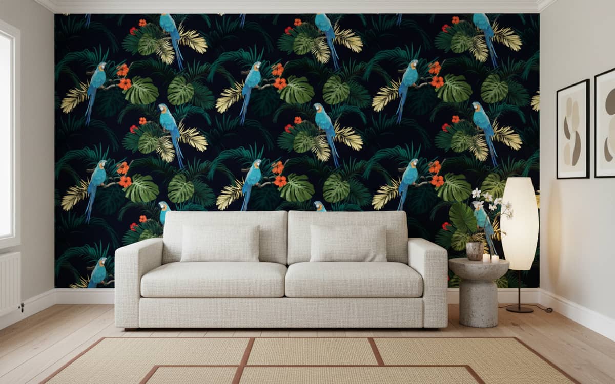Hibiscus Melody Wallpaper 2 Wallpaper and Wall Murals South Africa Hibiscus Melody - South-African-made peel and stick wallpaper for bedroom and living room walls