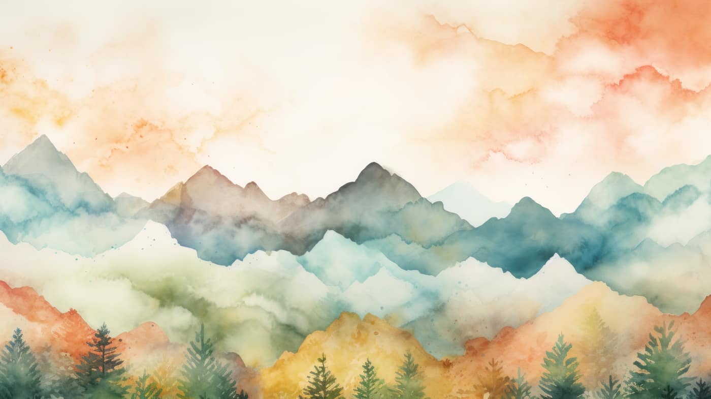 Serene Watercolour Peaks Mural 5 Wallpaper and Wall Murals South Africa illustration-watercolor-mountains-multicolored-wallpaper-background