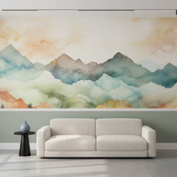 test color filter 5 Wallpaper and Wall Murals South Africa Serene Watercolour Peaks mural in a Modern Minimalist room