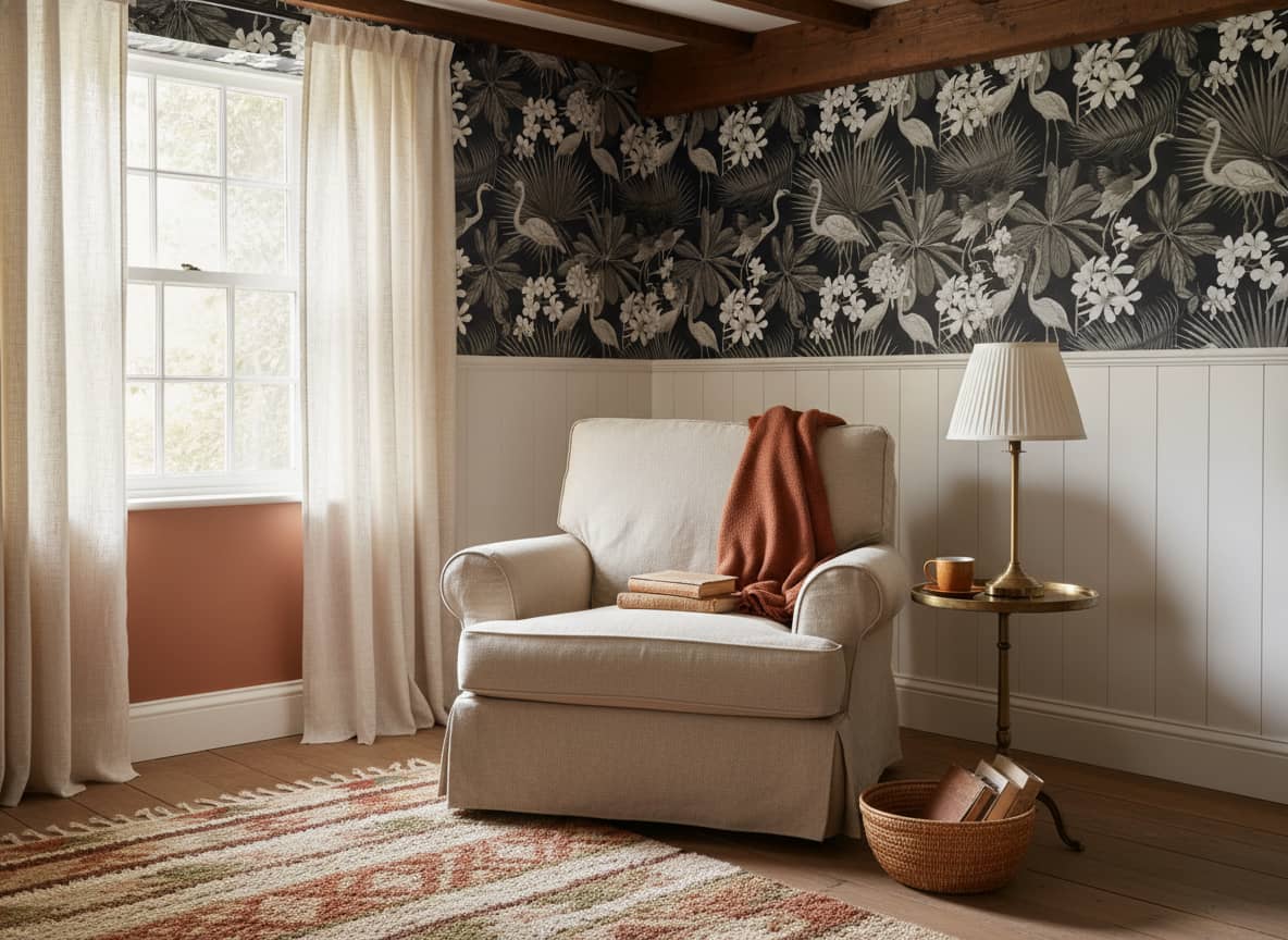 Midnight Fowls Wallpaper 2 Wallpaper and Wall Murals South Africa Midnight Fowls - South-African-made peel and stick wallpaper for bedroom and living room walls