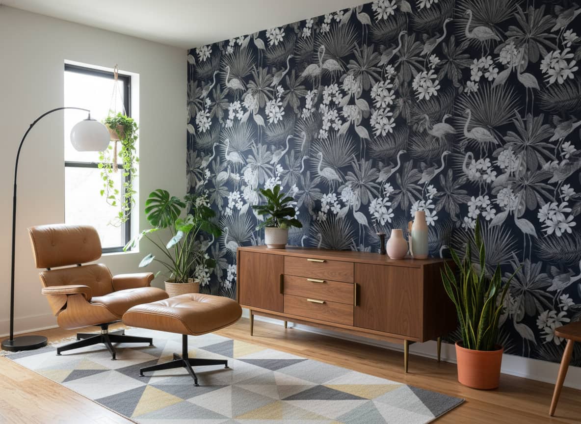 Midnight Fowls Wallpaper 3 Wallpaper and Wall Murals South Africa Close-up of Midnight Fowls, a contemporary animal design printed in South Africa