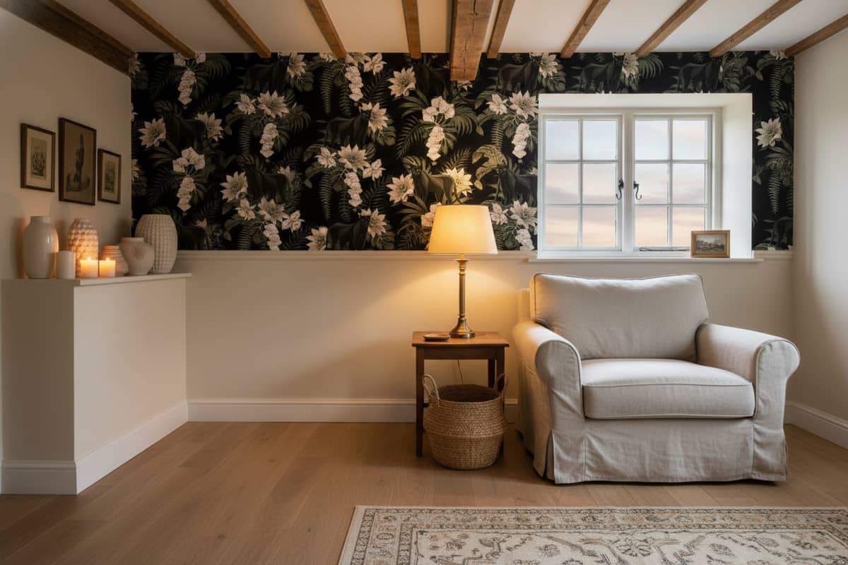 Reverence in Panther Wallpaper 1 Wallpaper and Wall Murals South Africa Reverence in Panther - This striking Reverence in Panther Wallpaper combines lush white botanical florals with graceful fern