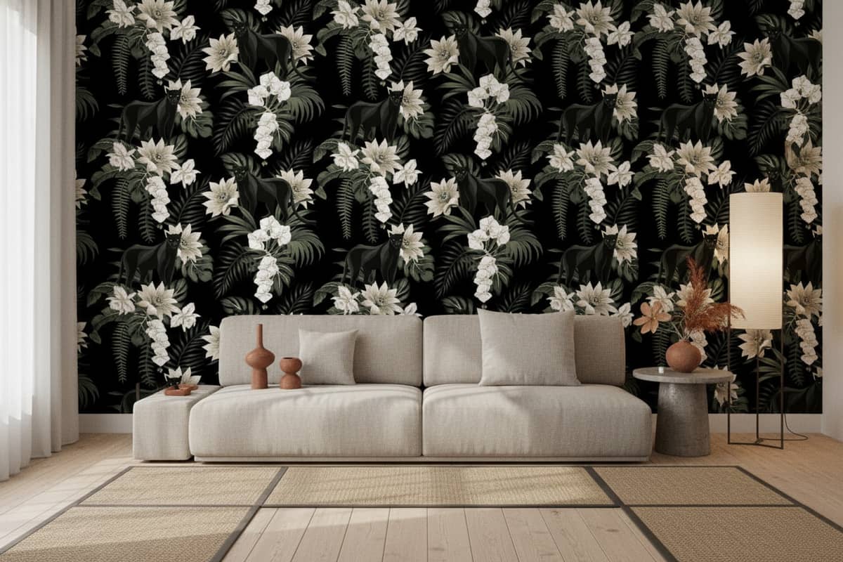 Reverence in Panther Wallpaper 2 Wallpaper and Wall Murals South Africa Reverence in Panther - South-African-made peel and stick wallpaper for bedroom and living room walls