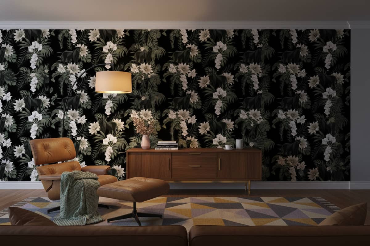 Reverence in Panther Wallpaper 4 Wallpaper and Wall Murals South Africa Reverence in Panther installed - a dramatic Animal Wallpapers wallpaper made in South Africa
