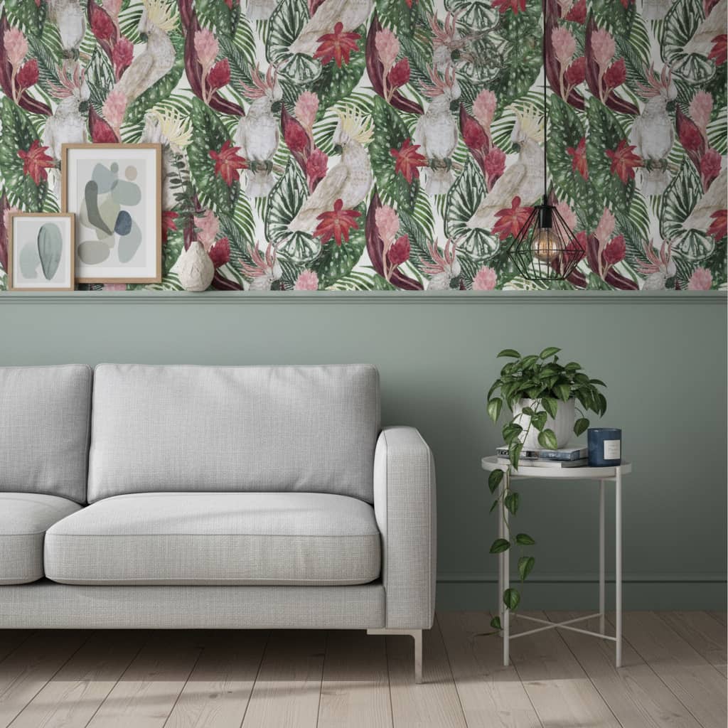 Two Cockatoos Wallpaper 3 Wallpaper and Wall Murals South Africa Close-up of Two Cockatoos, a botanical animal design printed in South Africa