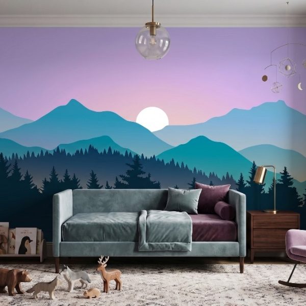 test color filter 2 Wallpaper and Wall Murals South Africa A zoomed-in of soft blue mountain peaks and sunrise gradients creating a peaceful nature mural