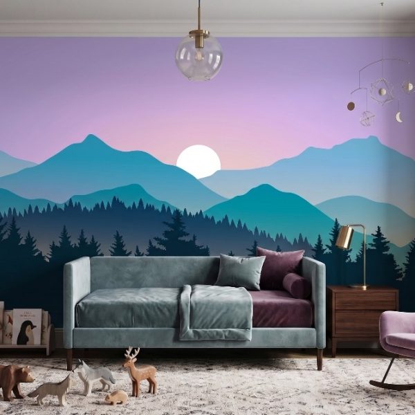 test color filter 1 Wallpaper and Wall Murals South Africa A zoomed-in of soft blue mountain peaks and sunrise gradients creating a peaceful nature mural