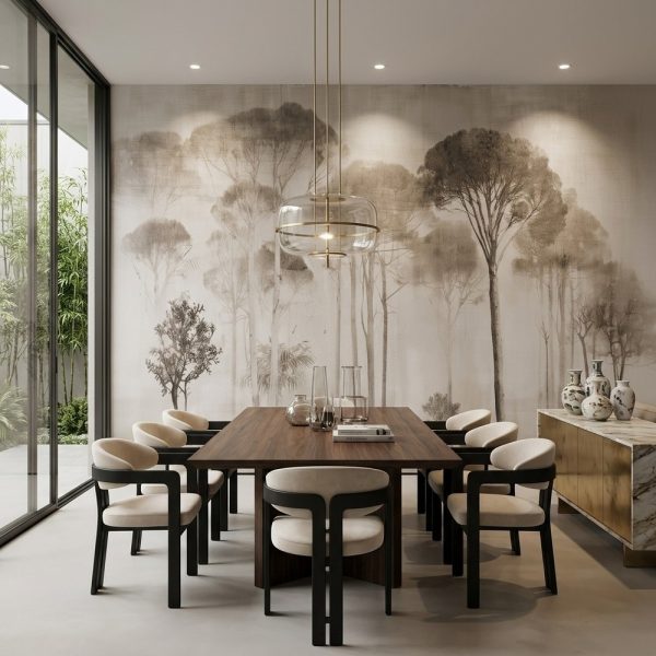 test color filter 16 Wallpaper and Wall Murals South Africa view of the Etched Signal Tree Hills Mural in a contemporary lounge with warm architectural lighting.