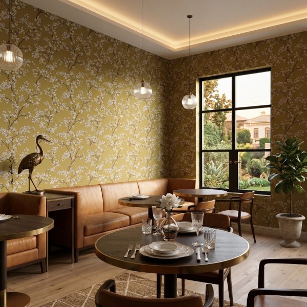 Willow Blossom Ochre Wallpaper