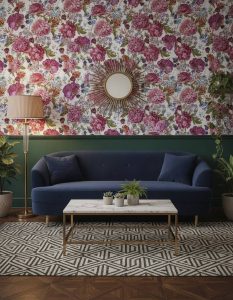Arizona - This exquisite floral wallpaper features lush peonies and delicate botanical elements in romantic shades of pink,