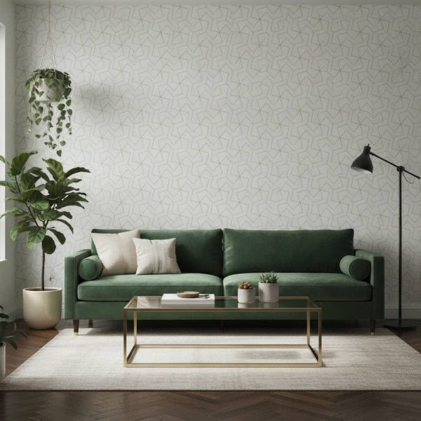 Conway - Conway Wallpaper showcases an elegant geometric pattern of interlocking triangular shapes in warm brown and gold